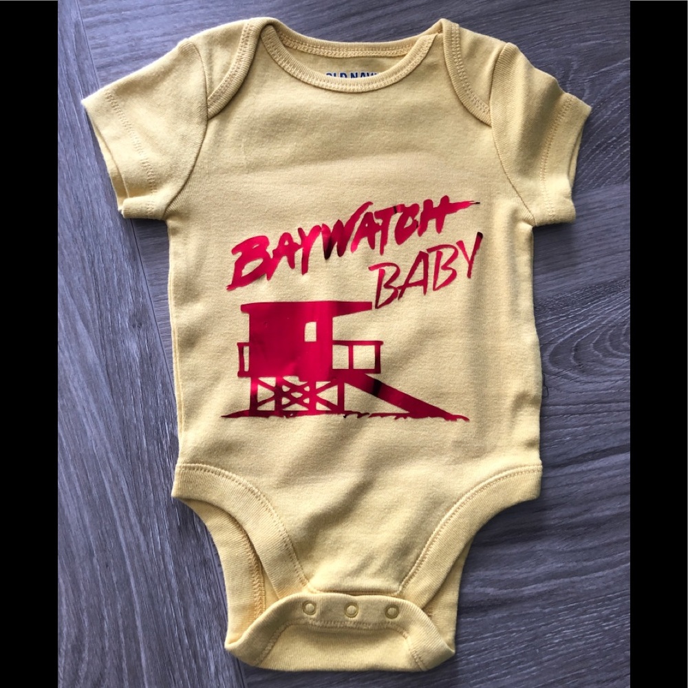 Bay watch baby hand made onesie NWOT